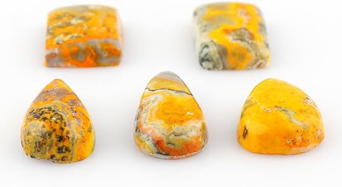 CRYSTALIS 5pcs Natural Cherry Creek Jasper Loose Gemstone Wholesale Bulk Cabochons Jewelry Making Supply, Chakra & Healing Polished Stones, Wire Wrapping, DIY, Gem Collection, 15mm+ in Kuwait