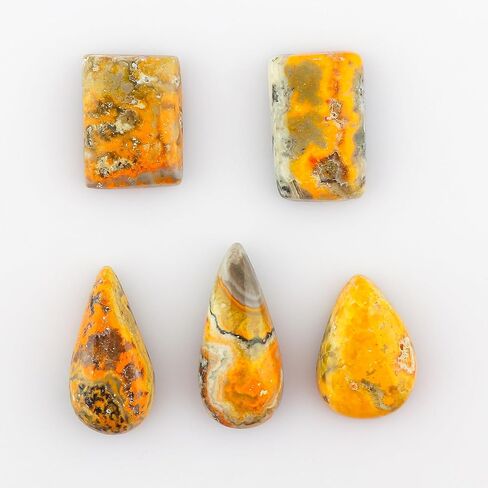 CRYSTALIS 5pcs Natural Cherry Creek Jasper Loose Gemstone Wholesale Bulk Cabochons Jewelry Making Supply, Chakra & Healing Polished Stones, Wire Wrapping, DIY, Gem Collection, 15mm+ in Kuwait