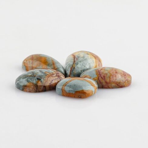 CRYSTALIS 5pcs Natural Cherry Creek Jasper Loose Gemstone Wholesale Bulk Cabochons Jewelry Making Supply, Chakra & Healing Polished Stones, Wire Wrapping, DIY, Gem Collection, 15mm+ in Kuwait
