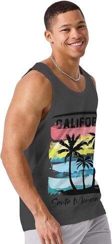 Nidoul Mens Beach Tank Tops Summer Graphic Palm Tree Sleeveless Shirts for Men Vacation Gym Running Workout Tank Top in Saudi Arabia