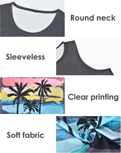 Nidoul Mens Beach Tank Tops Summer Graphic Palm Tree Sleeveless Shirts for Men Vacation Gym Running Workout Tank Top in Saudi Arabia
