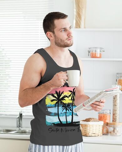 Nidoul Mens Beach Tank Tops Summer Graphic Palm Tree Sleeveless Shirts for Men Vacation Gym Running Workout Tank Top in Saudi Arabia