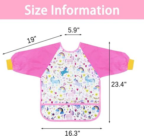 Kids Toddlers Art Smock, Kids Painting Apron Waterproof Long Sleeve Artist Smock with 3 Pockets for Age 2-6 Years in Saudi Arabia
