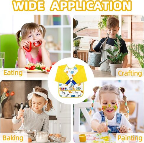 Kids Toddlers Art Smock, Kids Painting Apron Waterproof Long Sleeve Artist Smock with 3 Pockets for Age 2-6 Years in Saudi Arabia