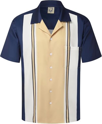 Hardaddy Men's Camp Collar Retro Vintage Bowling Button Down Shirt with Pocket Casual Short Sleeve Beach Shirts Summer in Saudi Arabia
