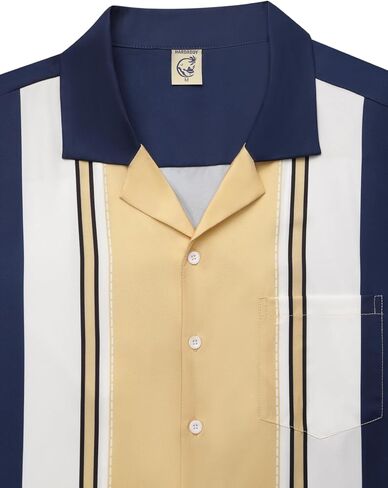 Hardaddy Men's Camp Collar Retro Vintage Bowling Button Down Shirt with Pocket Casual Short Sleeve Beach Shirts Summer in Saudi Arabia