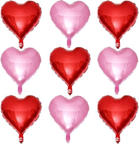 12 Pcs Red Heart Shaped Balloons 18 Inch XOXO | LOVE | SWEET Valentine Balloons for Valentines Day Bridal Shower Wedding Party Decorations (Red,Pink, Hot Pink) in Saudi Arabia