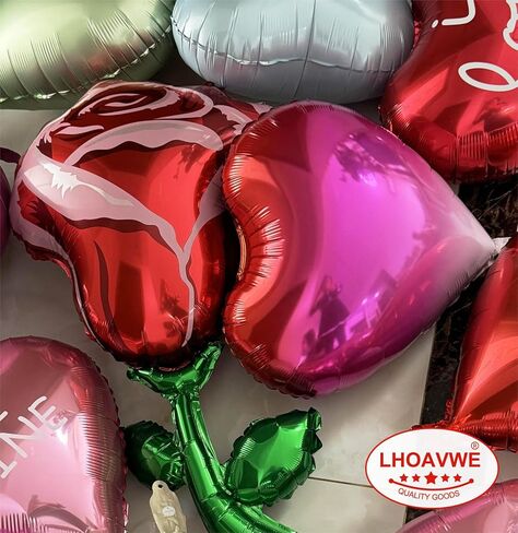 12 Pcs Red Heart Shaped Balloons 18 Inch XOXO | LOVE | SWEET Valentine Balloons for Valentines Day Bridal Shower Wedding Party Decorations (Red,Pink, Hot Pink) in Kuwait