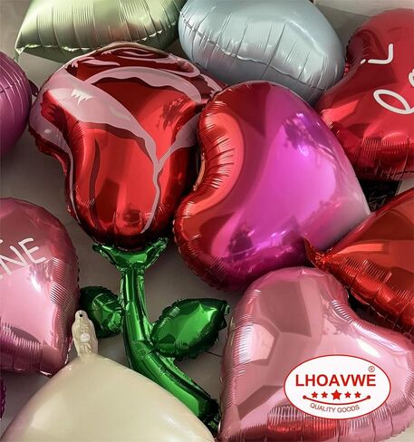 12 Pcs Red Heart Shaped Balloons 18 Inch XOXO | LOVE | SWEET Valentine Balloons for Valentines Day Bridal Shower Wedding Party Decorations (Red,Pink, Hot Pink) in Kuwait