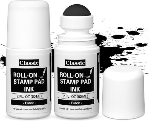 2 Pack Black Roll-on Stamp Pad Ink Refill 2 oz Roll-on Ink Refill Self Inking Refill Stamps Pads Black Replacement Stamp Ink Roller Refill for Foam Felt Stamp Pads Ink Pad with Roller Ball in Saudi Arabia