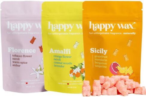 Happy Wax Italian Mix Wax Melts - Mlex Scateded Wax - يشمل مزيج التنوع صقلية ، فلورنسا ، ذوبان الشمع المعطرة Amalfi - أكثر من 150 ساعة من وقت الحرق (إجمالي 6 أوقية) in Kuwait