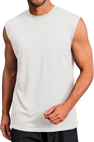 Runcati Mens Workout Tank Tops Sleeveless Muscle Cut Off Shirt Athletic Gym T Shirts in Kuwait