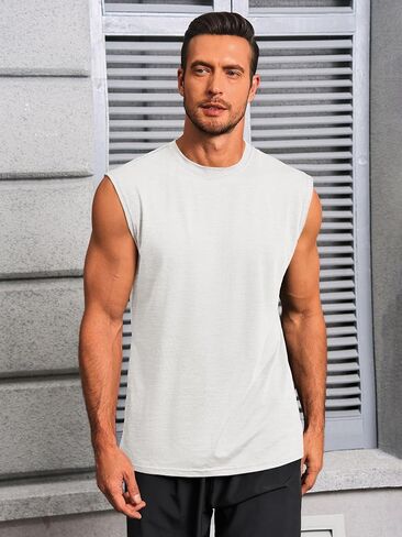 Runcati Mens Workout Tank Tops Sleeveless Muscle Cut Off Shirt Athletic Gym T Shirts in Kuwait