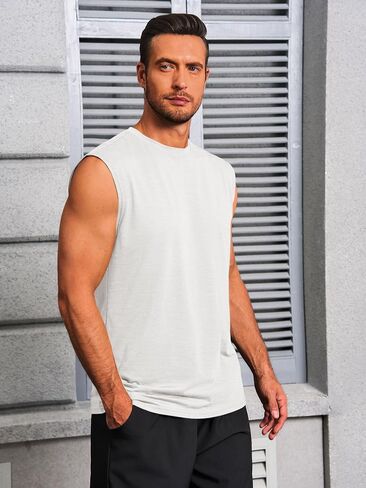 Runcati Mens Workout Tank Tops Sleeveless Muscle Cut Off Shirt Athletic Gym T Shirts in Kuwait