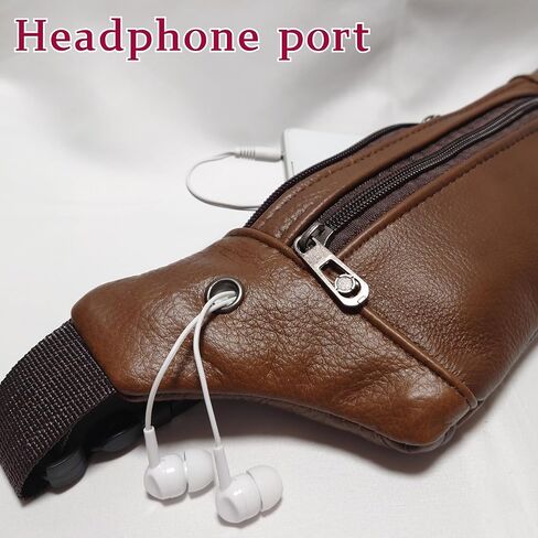 Genuine Leather Slim Lightweight Vintage Fanny Pack Sling Bags with Key Ring Strap, Minimalist Adjustable Strap Travel Zipper Pockets Crossbody Daypack, Cowhide Leather Waist Backpack (Coffee Brown) in Saudi Arabia