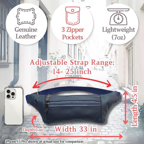 Genuine Leather Slim Lightweight Vintage Fanny Pack Sling Bags with Key Ring Strap, Minimalist Adjustable Strap Travel Zipper Pockets Crossbody Daypack, Cowhide Leather Waist Backpack (Coffee Brown) in Saudi Arabia