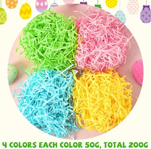 MARFOREVER 200g Paper Easter Grass, Shredded Paper Grass for Easter Basket filling Gift Wrapping Colorful Easter Grass Basket Filler Bulk for Easter Party Favors Decorations and Stuffers（7oz） in Kuwait