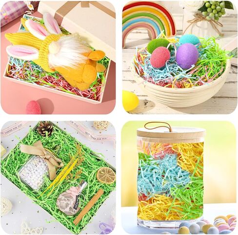 MARFOREVER 200g Paper Easter Grass, Shredded Paper Grass for Easter Basket filling Gift Wrapping Colorful Easter Grass Basket Filler Bulk for Easter Party Favors Decorations and Stuffers（7oz） in Kuwait