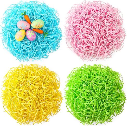 MARFOREVER 200g Paper Easter Grass, Shredded Paper Grass for Easter Basket filling Gift Wrapping Colorful Easter Grass Basket Filler Bulk for Easter Party Favors Decorations and Stuffers（7oz） in Kuwait
