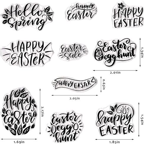 Happy Easter Clear Stamps for Card Making Happy Easter Words Bunny Rabbit Rubber Stamps Easter Transparent Silicone Seals for Easter Spring DIY Scrapbooking Embossing Paper Card Album Craft Supplies in Kuwait