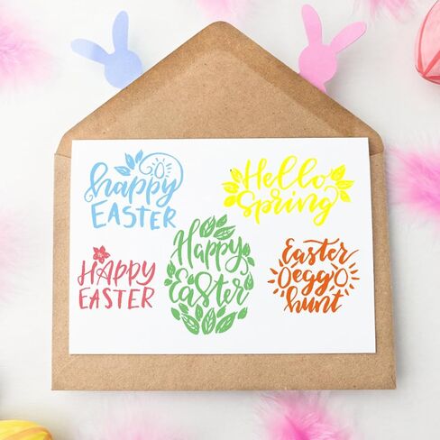 Happy Easter Clear Stamps for Card Making Happy Easter Words Bunny Rabbit Rubber Stamps Easter Transparent Silicone Seals for Easter Spring DIY Scrapbooking Embossing Paper Card Album Craft Supplies in Kuwait