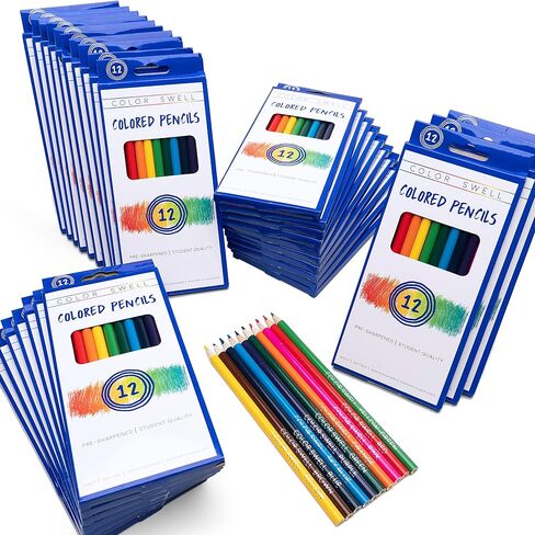 Color Swell Bulk Colored Pencil Packs 30 Sets 12 Count Assorted Vibrant Pre-Sharpened Colors 360 Total Perfect for Kids, Teachers and Classrooms in Kuwait