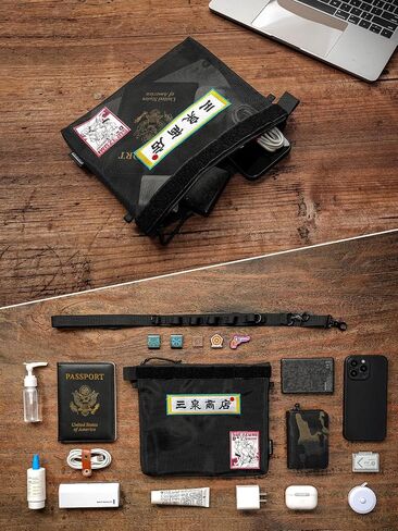 التخزين A11 و Sunizumi Shoten Collaborative EDC Organizer Pouch: حقيبة شبكة شبه شفافة على غرار المانجا لتنظيم الأدوات الرقمية (أسود) in Kuwait