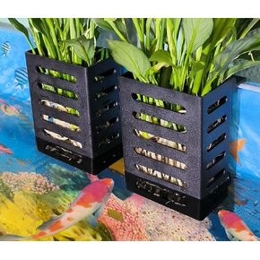 2 PCS Hanging Aquarium Planter Cups, Aquatic Plants Holder, Aquarium Planter Cup, Aquarium Decorations Plants Pot and Fish Tank Plants Pot for Live Aquarium Decor (Black-2 PCS)