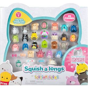 Squish-a-longs 25 Pack - Series 1 - (25) 1" Mini-Squish with 5 Accessories, Ring, and Collector’s Guide - Collect, Trade, & Play