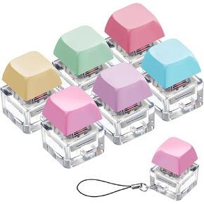 Taiyin 6 Pcs Keyboard Fidget Toy Fidget Clicker Keyboard Keychain Decompression Toys Button Stress Relief Gifts for Adult to Relief Stress Pass the Time(Macaron Colors)