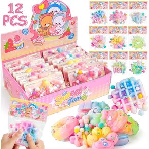 Golray 12pcs Mochi Squishies Toys Kids Party Favors, 2.6" Bulk Fufu Stress Relief Sensory Fidget Toy for Adult, Valentine's School Gift Prize, Easter Egg Stuffers Birthday Pinata Goodie Bag Filler