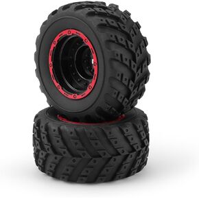 HAIBOXING RC Cars Accessories Tires, 1/12th Scale Brushless RC Truck Spare Parts Wheel Complete Red 2pcs Apply to HBX 903 & 903A (90115B)