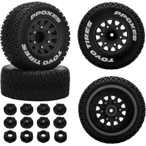 12mm/14mm/17mm Hex RC Wheels and Tires RC Truck Tires 1/10 Scale Tyres Detachable Replacement RC Car Tires for Arrma Senton Tires Slash Tires Axial Redcat Rc4wd Hex (Black)