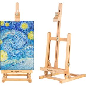 Falling in Art Basic H-Frame Tabletop Easel, Adjustable Beechwood Desktop Easel, Portable Painting Easel Stand for Beginners and Artists, Holding Canvas up to 24" High