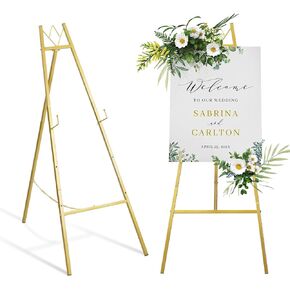 GRENTY Gold Easel Stand for Wedding Sign,Stable&Tough Metal Display Stand for Painting,Baby Showers, Birthday Parties, Coffee Shops, and Meetings