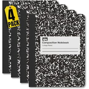 1InTheOffice Composition Notebook College Rule 9.75 x 7.5, Composition Notebooks, Composition Book, Black, 4 Pack