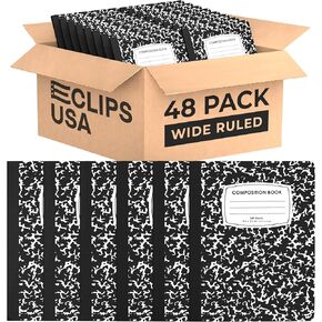 Composition Notebooks, Wide Ruled Composition Notebook, Hard Cover Marble Composition Notebook, 100 sheets (200 Pages) (48, Wide Ruled)