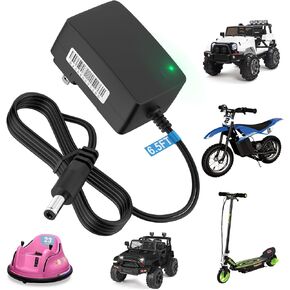 12V Battery Charger for Kids Ride On Car Toys, 12 Volt Charger for Kid Electric Car for Razor MX125, Bumper Car, Jeep, Lamborghini, Best Choice Products, Police Car, 6.5FT, Indicator Light