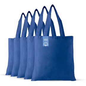 Simply Green Solutions Reusable Cotton Cloth Grocery Craft Bag, 15 x 16 Reusable Tote with Handle, Pack of 5, Orange