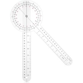 Goniometer Physical Therapy 12 Inch 360 Degree Large Protractor, Clear Orthopedic Angle Ruler Goniometer Plastic Angle Finder Tool for Body Measuring Tape Goniometer Protractor Ruler