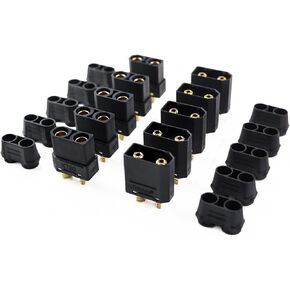 SoloGood Amass 5 Pair XT90 XT-90 Male Female Bullet Connectors Plug Black with Heat Shrink for RC Lipo Battery Motor ESC