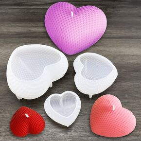 3pcs Heart Candle Molds 3D Woven Love Heart Shaped Silicone Molds for Candle Making Soaps Light Resin Clay Home Decoration Crafts DIY
