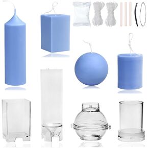 MILIVIXAY 4pcs Plastic Candle Molds - Including Pillar, Cylinder, Rectangle and Sphere Molds for Beeswax