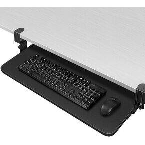 Keyboard Tray Under Desk Slide, Keyboard Stand for Desktop Pull Out with Extra Sturdy C Clamp Mount System,Office Desk Accessories,Desk Extender(30 x 11 Inch),Computer Keyboard & Mouse Stand