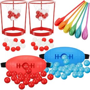 Outdoor Lawn Carnival Games Shaking Swing Balls Head Hoop Basketball Party Spoon and Egg Race Games Party for Indoor Outdoor Christmas Easter Party Favors Gifts Toys