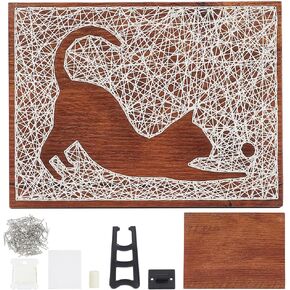 INFUNLY Cat String Art Kit Handmade DIY Craft Kit for Adults Creative Handmade Kit for Pet Lovers Wooden Frame Board with Pre Punching DIY Home Art Project for Beginners Cat Wall Art for Bedroom Decor