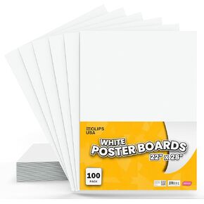 Poster Board, White Poster Paper 22x28, White Poster Board, Poster Board Bulk, Large Poster Board, School Supplies, (100 Pack)