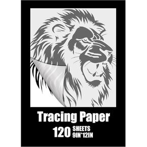 Epakh 120 Sheets Paper Sheets, 9x12 Inch Transparent Translucent Clear Tracing Paper for Drawing Wax Printing Sketching Calligraphy Pencil Ink Markers, White(9 x 12 Inch)