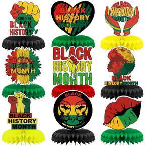 Black History Month Decorations Black History Month Centerpiece Black History Month Table Honeycomb Centerpieces for Black History Month Party Decoration Supplies, 9 Pcs