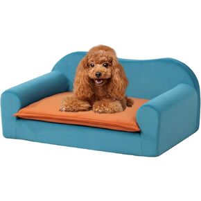AFBKSS&BB Cat Foam Sofa Bed, Small Pet Couch, Puppy Dog Couch with Removeable & Washable Cushion for Small Dogs Cats(Blue)